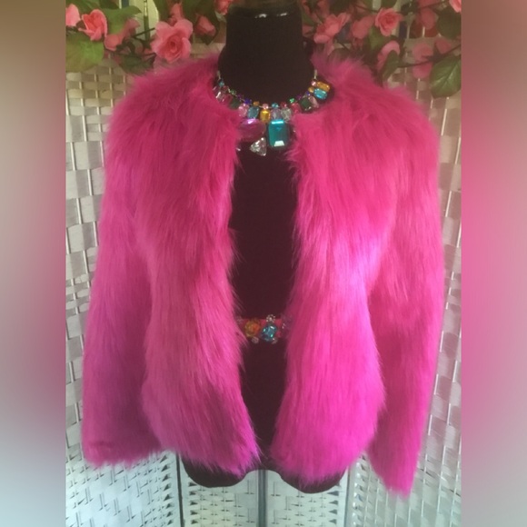 Wenxi Pink Faux Fur Jacket Fuchsia Coat XL 💝 NWT 💖 - Picture 2 of 16